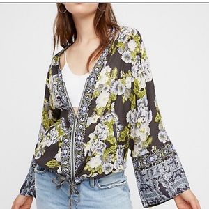Free People Silk Kimono Jacket with zipper